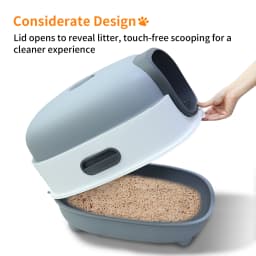 Oval Oblong Hooded Cat Litter Box Tray Front Entry Toilet with Litter Scoop for Kittens Cat Breeds Enclosed