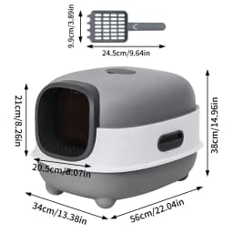 Oval Oblong Hooded Cat Litter Box Tray Front Entry Toilet with Litter Scoop for Kittens Cat Breeds Enclosed