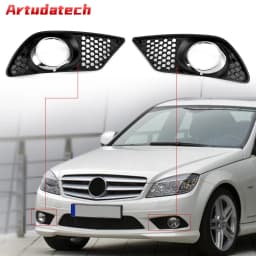 Artudatech Pair Front Bumper Fog Light Grill Set Fit for Mercedes Benz C-Class W204 2008-2010