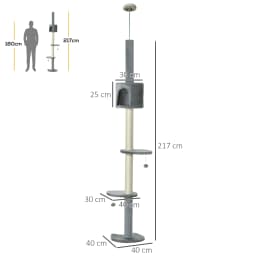 PawHut Cat Tree, Kitten Play Tower w/ Solid Scratching Post, Light Grey