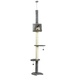 PawHut Cat Tree, Kitten Play Tower w/ Solid Scratching Post, Light Grey