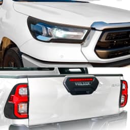 Matt Black Headlight Tail Light Covers Surround Trim For Toyota Hilux Revo 2021-2024 Decorative Rear +Front Lamp Shades 4PCS/Set