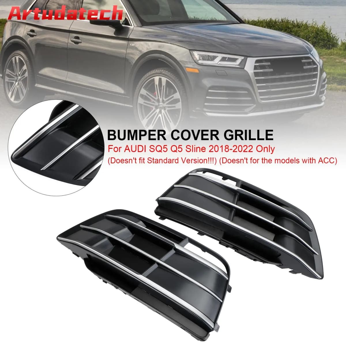 Artudatech Front Bumper Grille Grill 80A807679MRU6 Fit for Audi Q5 SQ5 2018-2022 Pre-Facelift