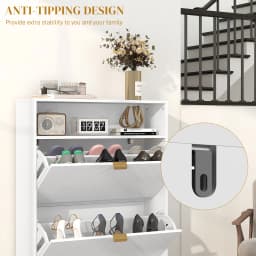 HOMCOM Narrow Shoe Storage Cabinet with 2 Flip Drawers for 12 Pairs of Shoes