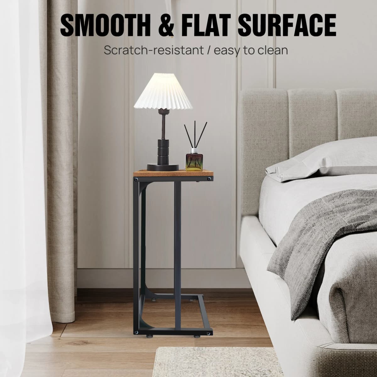 VASAGLE C-Shaped Side Table, Bedside Table, Sofa Side Table, Coffee Table, with Metal Frame, Industrial, for Living Room, Bedroo