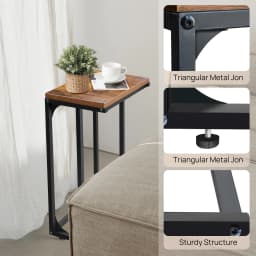 VASAGLE C-Shaped Side Table, Bedside Table, Sofa Side Table, Coffee Table, with Metal Frame, Industrial, for Living Room, Bedroo