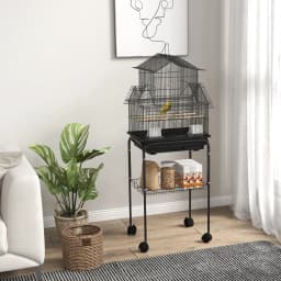 PawHut Metal Bird Cage w/ Perch, Food Container, Handle, for Finch, Canary