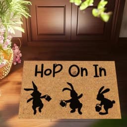 Easter Bunny Non-Slip Door Mat Living Room Front Door Entrance Doormat Bedroom Bedside Foot Mat Bath Balcony Hallway Rug