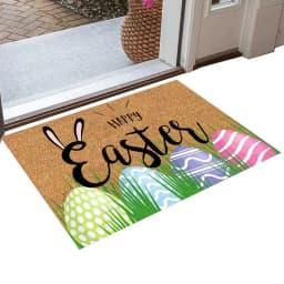 Easter Bunny Non-Slip Door Mat Living Room Front Door Entrance Doormat Bedroom Bedside Foot Mat Bath Balcony Hallway Rug
