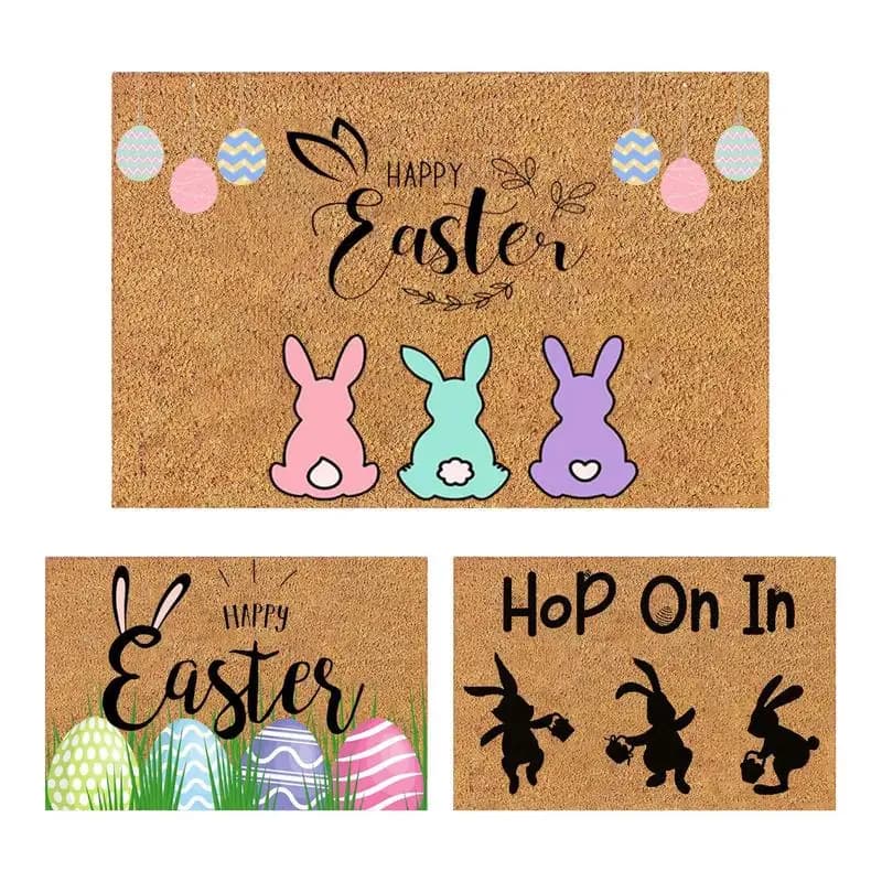 Easter Bunny Non-Slip Door Mat Living Room Front Door Entrance Doormat Bedroom Bedside Foot Mat Bath Balcony Hallway Rug