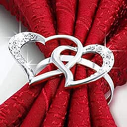 Double Heart Napkin Rings 6X Hollow-Out Napkin Ring With Rhinestone Home Decoration Party Supplies For Wedding Dinner Party
