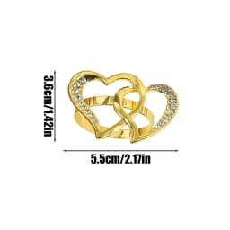Double Heart Napkin Rings 6X Hollow-Out Napkin Ring With Rhinestone Home Decoration Party Supplies For Wedding Dinner Party