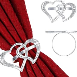 Double Heart Napkin Rings 6X Hollow-Out Napkin Ring With Rhinestone Home Decoration Party Supplies For Wedding Dinner Party