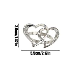Double Heart Napkin Rings 6X Hollow-Out Napkin Ring With Rhinestone Home Decoration Party Supplies For Wedding Dinner Party