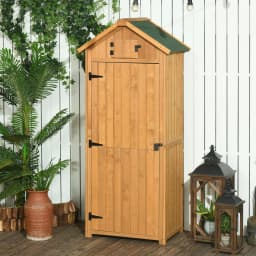 Garden Storage Shed 3 Shelves Tool House W/ Asphalt Roof 77 X 54 X 179 cm Brown