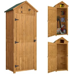 Garden Storage Shed 3 Shelves Tool House W/ Asphalt Roof 77 X 54 X 179 cm Brown