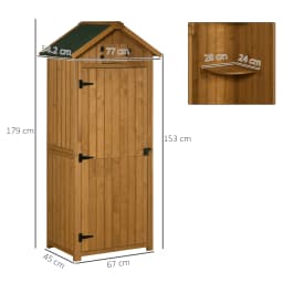 Garden Storage Shed 3 Shelves Tool House W/ Asphalt Roof 77 X 54 X 179 cm Brown