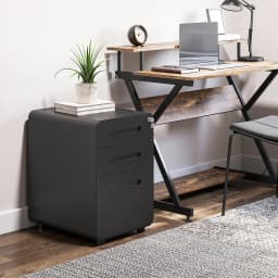 Vinsetto 3 Drawer Modern Steel Filing Cabinet w/ 4 Wheels Lock Pencil Box Black