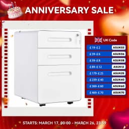 Vinsetto 3 Drawer Modern Steel Filing Cabinet w/ 4 Wheels Lock Pencil Box Black