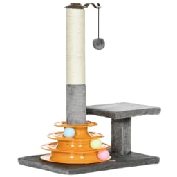 PawHut 56cm Cat Tree for Indoor Cats, Scratching Post with Cat Toys Climbing Tower Activity Centre, Dangling Ball - Grey