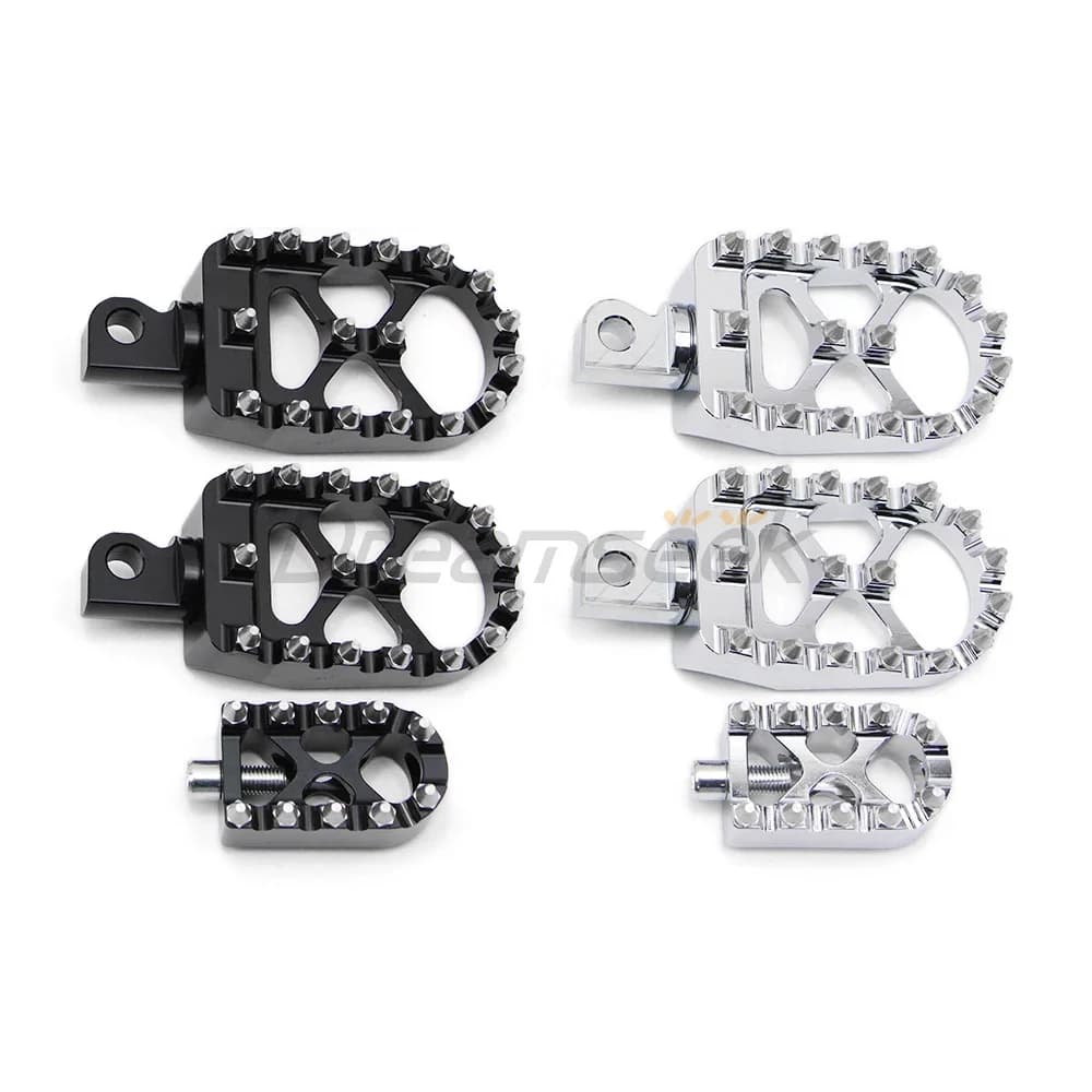Motorcycle Wide Pedal Foot Pegs + Shifter Peg Toe for Harley Touring FLHR FLTR Softail Dyna Sportster Black / Chrome Aluminum