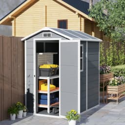 4 X 6ft Plastic Garden Shed with Floor, Window, and Lockable Door