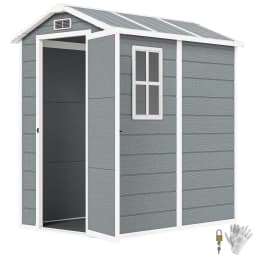 4 X 6ft Plastic Garden Shed with Floor, Window, and Lockable Door