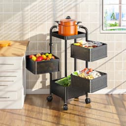 【Lifeideas】Multi-functional Storage Rack Vegetable Basket Removable Rotating Kitchen Shelving Shelf Trolley Furniture Home