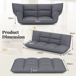 GOFLAME Floor Sofa Chair Convertible Lazy Couch w/Adjustable Backrest