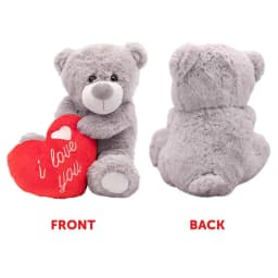 Large I Love You Teddy Bear - 16" Grey Plush with Red Heart & Embroidered Message - Perfect for Valentine's Day & Mother's Day