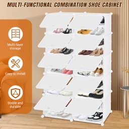 Shoe Storage Cabinet, 6/8/10-Layer Modular Plastic Shoe Rack, Cube Shoe Organizer, Dustproof and Waterproof, 40 Pairs of Shoes