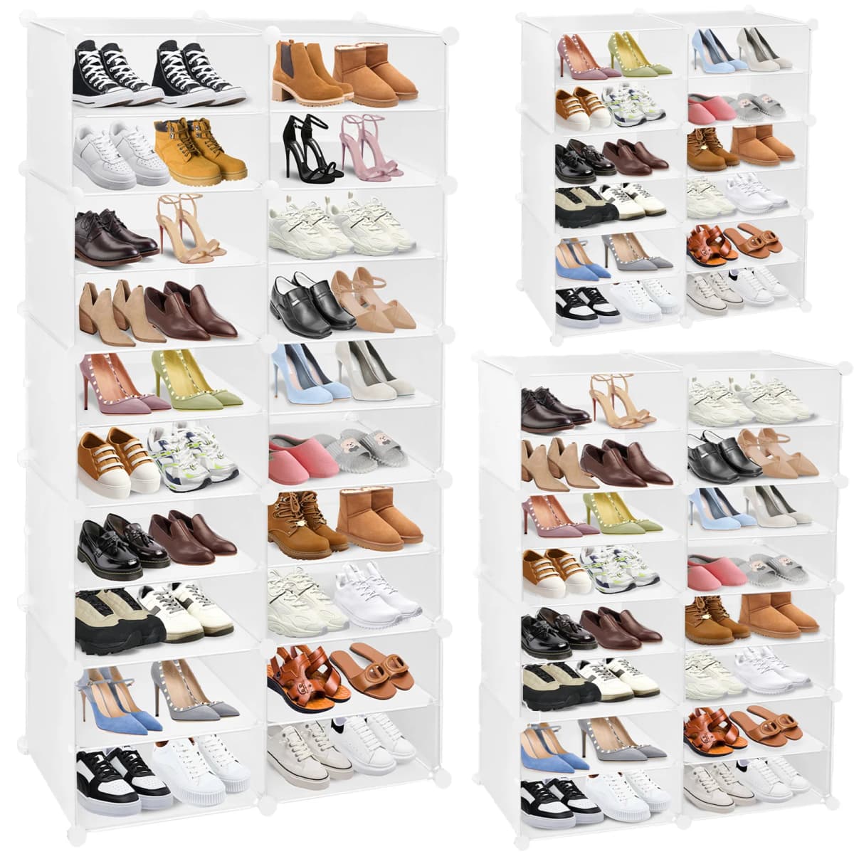 Shoe Storage Cabinet, 6/8/10-Layer Modular Plastic Shoe Rack, Cube Shoe Organizer, Dustproof and Waterproof, 40 Pairs of Shoes