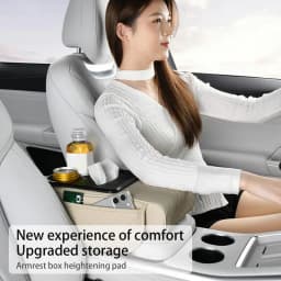 Car Armrest Box Heightening Pad Multifunctional Armrest Box Organizer Tissue Box Center Console Storage Supplies 35X19X7CM
