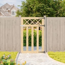 Outdoor Cross Top Wooden Garden Gate Pedestrian Fence Yard Door