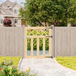 Outdoor Cross Top Wooden Garden Gate Pedestrian Fence Yard Door