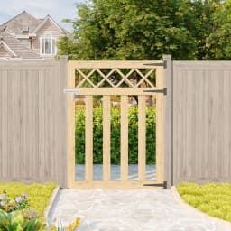 Outdoor Cross Top Wooden Garden Gate Pedestrian Fence Yard Door