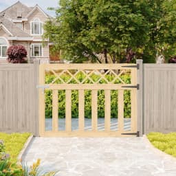 Outdoor Cross Top Wooden Garden Gate Pedestrian Fence Yard Door