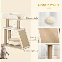 PawHut Cat Tree Kitten Tower w/ Scratching Post, Pad,Ball