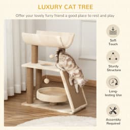 PawHut Cat Tree Kitten Tower w/ Scratching Post, Pad,Ball