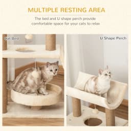 PawHut Cat Tree Kitten Tower w/ Scratching Post, Pad,Ball