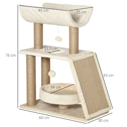 PawHut Cat Tree Kitten Tower w/ Scratching Post, Pad,Ball
