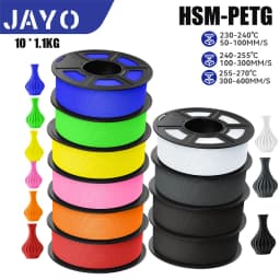 JAYO High Speed Matte PETG Multiple Colors Mixed 10Rolls Non-toxic Bubble Free Smooth Suitable Filament 175mm for 3D Printing