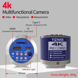 Yizhan 1080P Digital Microscope 4K HDMI USB Microscope 48MP 13MP Type-C VGA 2K Camera 150X 215X C Mount Lens For PCB Soldering