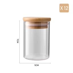 12Pcs Glass Spice Jar Set with Bamboo Lids, 5cm Dia x 7cm H