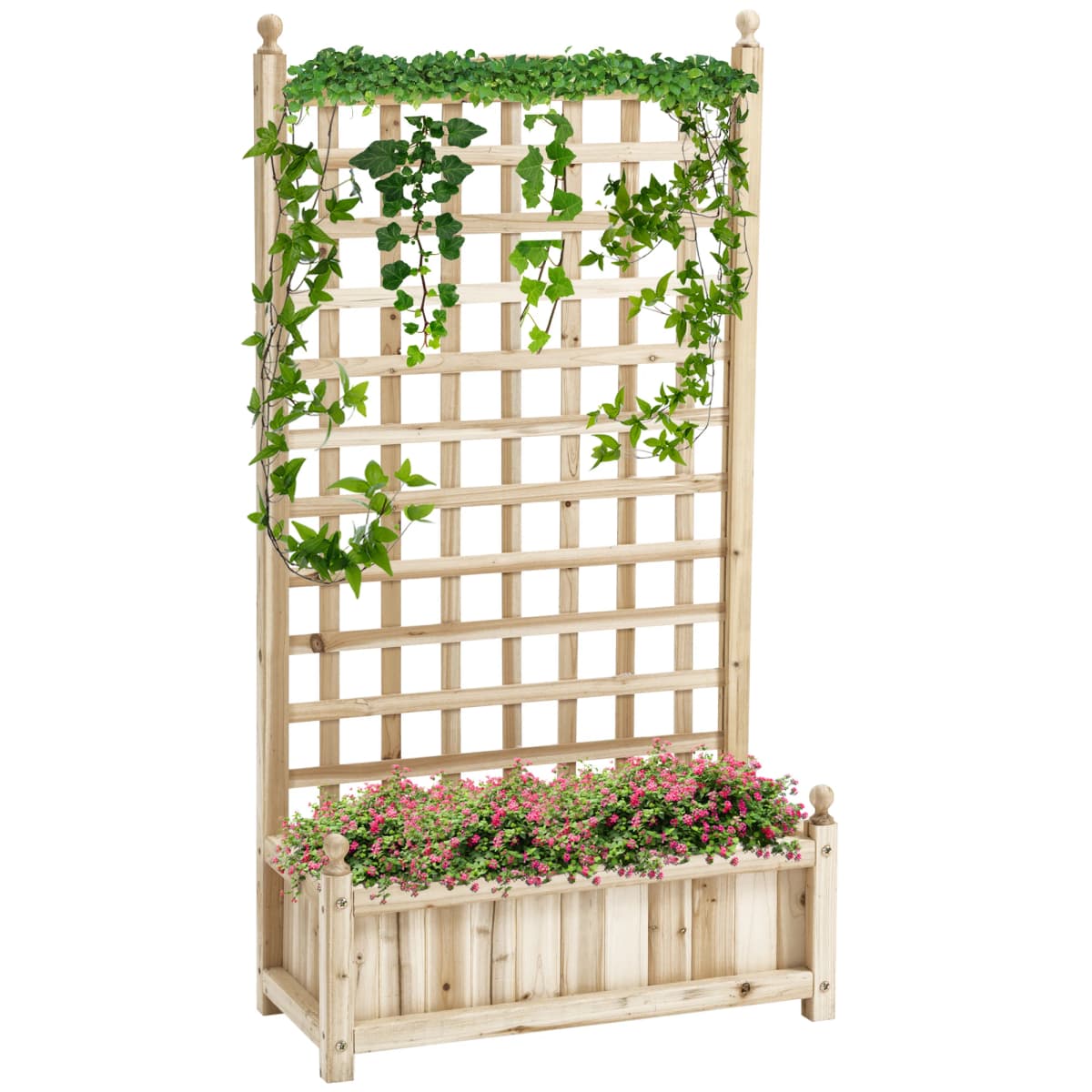 Garden Planters with Trellis for Climbing Vines Indoor Outdoor Natural
