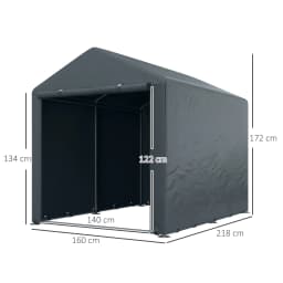 1.6 X 2.2m Portable Garden Storage Shed for Motorbikes, Tools, Bikes, Dark Grey