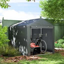 1.6 X 2.2m Portable Garden Storage Shed for Motorbikes, Tools, Bikes, Dark Grey