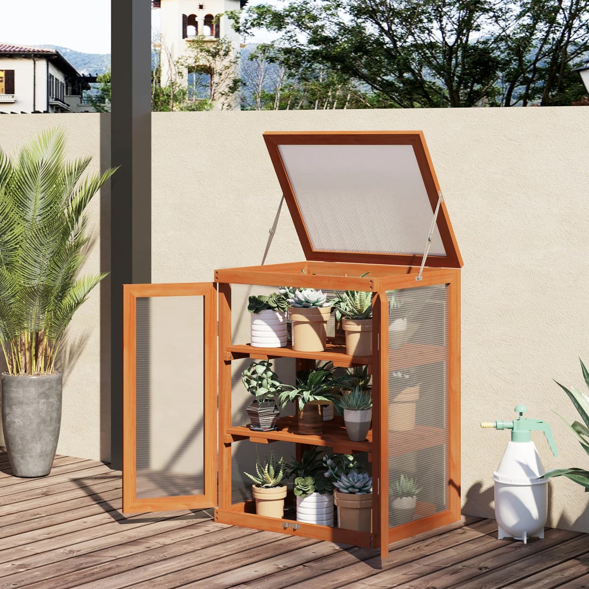 Mini Wood Greenhouse Cold Frame Garden Flower Planting Box Growhouse 3 Types