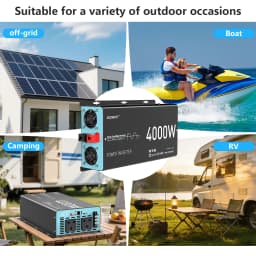 U.K Plug Pure Sine Wave Power Inverter 4000W 8000W(Peak) DC 12V To AC 240V LCD Display Remote Control Solar Car RV Boat Inverter