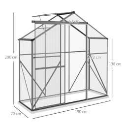 6 X 2.5ft Aluminum Green House Walk-In Polycarbonate Greenhouse, Dark Grey